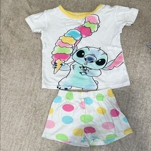 Toddler White Stitch Ice Cream Graphic Pajama Set - Multicolor Polkadot